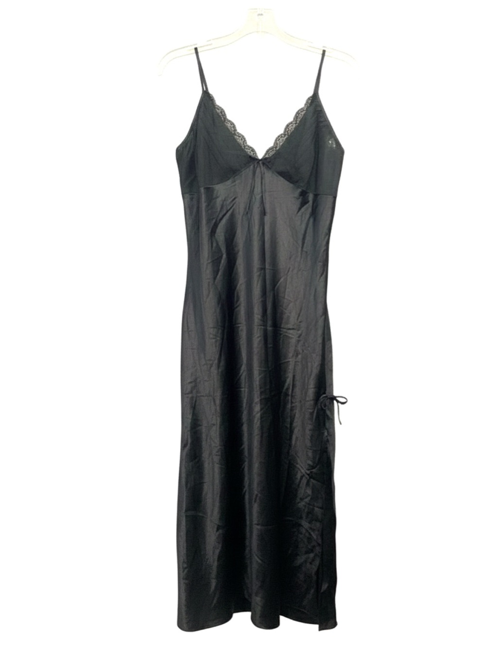 Silky Gown/Chemise in Navy with Side Slit • NWT • 22" p2p, 51" length,19" slit